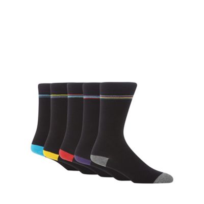 Freshen Up Your Feet Pack of five black highlight striped socks